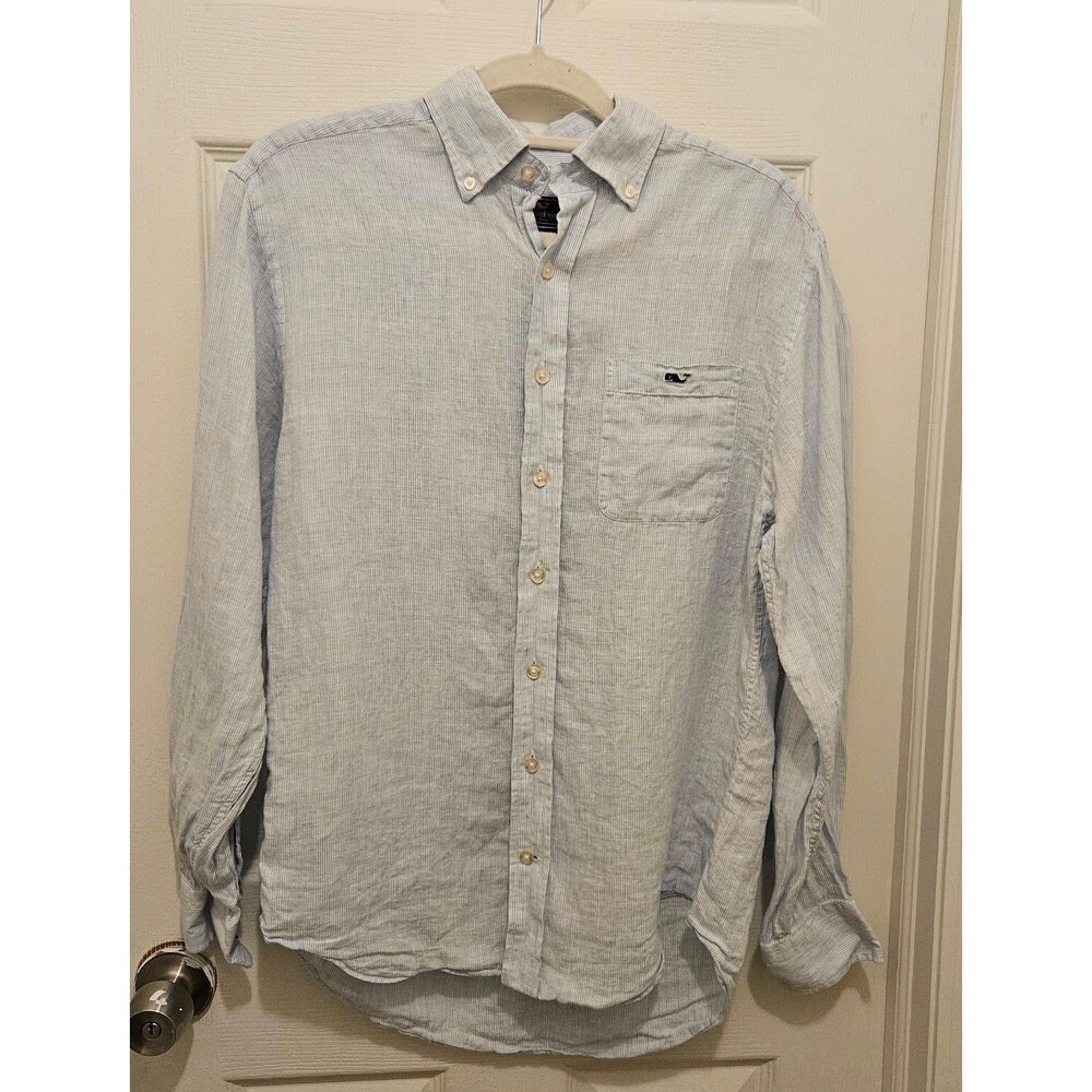 Vinyard Vines By Shep & Ian Classic Fit Trucker Shirt Blue White Striped Small